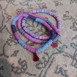 Set Of 3 Lavender Sunset Clay Bead Bracelets