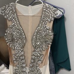 S/M rhinestone white dress