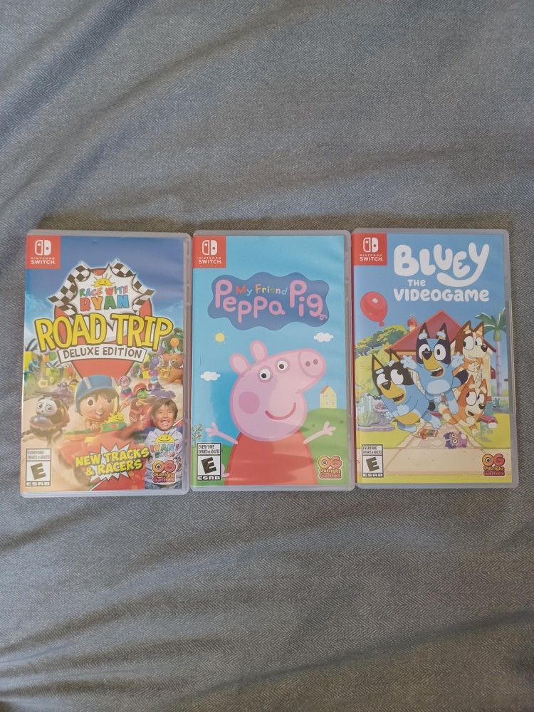 Nintendo Switch -  3 Game Kid Bundle Bluey, Peppa Pig,Ryans
