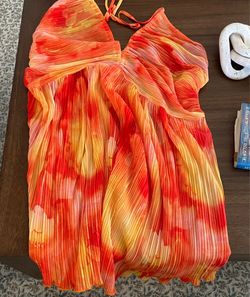 Orange Tropical Halter Dress