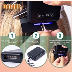 V Light Hair Extension Kit, uv Light Machine, Portable Fast Curing Hair Extension Glue V Light Wig Extension LED Lamp for Home Salon. (blcak machine)