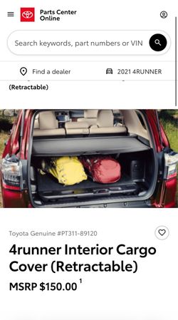 Toyota 4Runner Retractable Cargo Cover