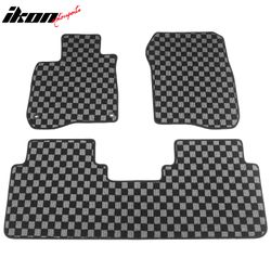 Fits 2017-2022 Honda CR-V Floor Mats Non-Slip Carpets Checkered Black Gray Plaid
