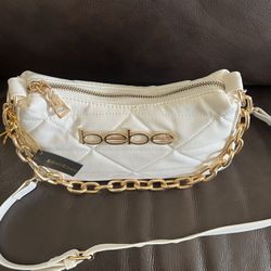 New Bebe Gia Quilted Crossbody -White