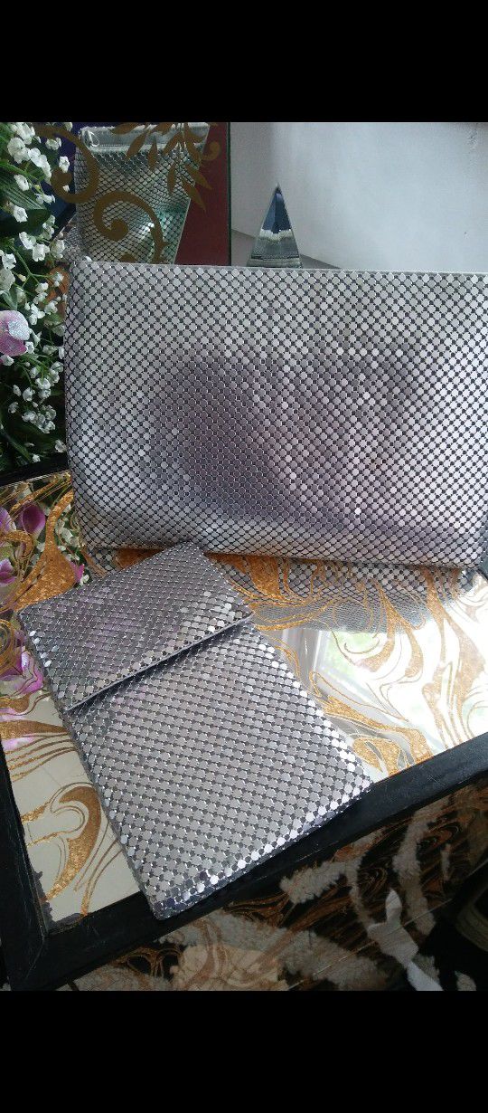 Mesh Clutch With Matching Wallet 