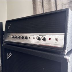 1960s Univox Guitar Tube Amp Head U320RB with matching upright 2x12 cab ( With Horn)