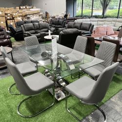 Modern Dining Table with 6 Chairs / Mesa de comedor moderna con 6 sillas