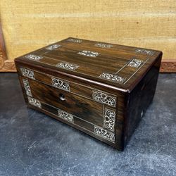 Antique Rhoads & Son London Rosewood & Mother Of Pearl Gentleman’s Travel Box
