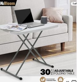 White Folding Portable TV Tray Sofa Bed Side Laptop Desk Adjustable Dinner Table
