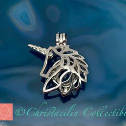 Unicorn Love Pearl Holder Locket Necklace Pendant
