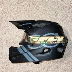 Full Face Mountain Biking Helmet + Fly Racing Goggles Bundle