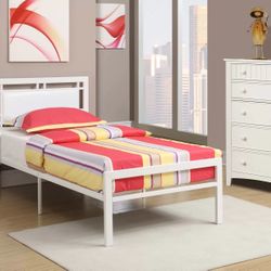 Metal Full Size Bed Frame In White