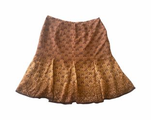 Axcess woman’s Brown Trumpet Sheer Print Lined Skirt