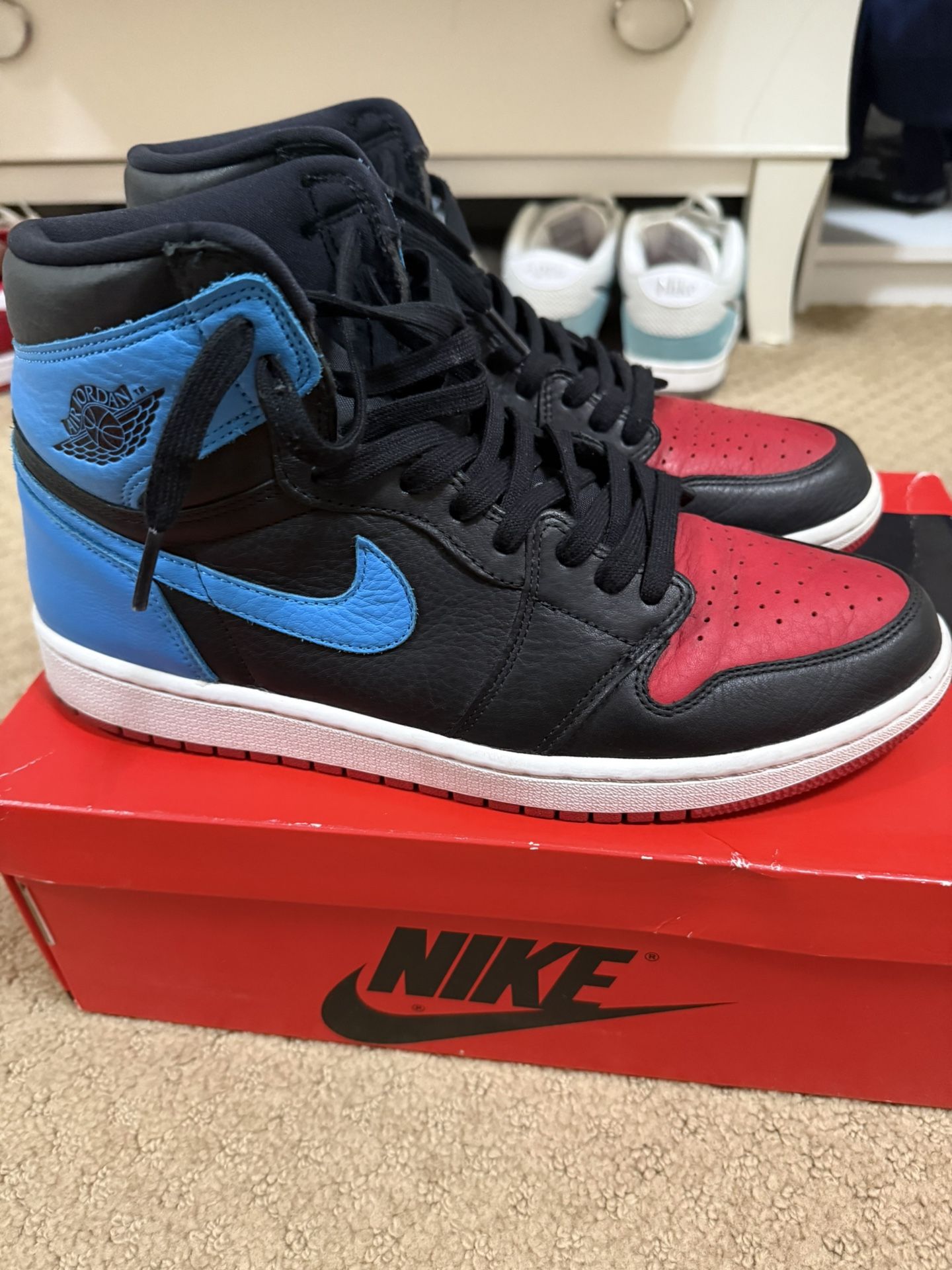 Jordan 1 NC To Chi, Size 10.5 Men, Lightly Worn! 9/10 Condition! Need Gone ASAP! Offer Price!