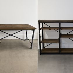 Restoration Hardware (RH) Wooden Desk & Wooden/Metal Shelf