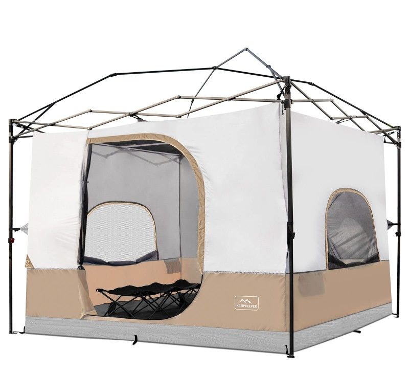 KAMPKEEPER Camping Cube for Pop Up Canopy Tent, Converts 10'x10' Straight Leg Canopy into Camping Inner Tent–Fully Vented Roof