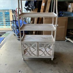 Wooden Bakers Rack Shelf In Natural Finish.
