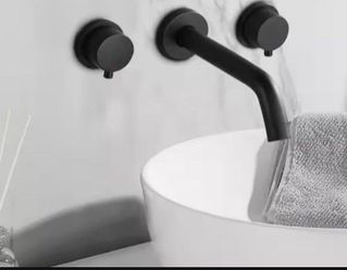 Bathroom Faucet, Wall Mount,Solid Brass in Matte Black,