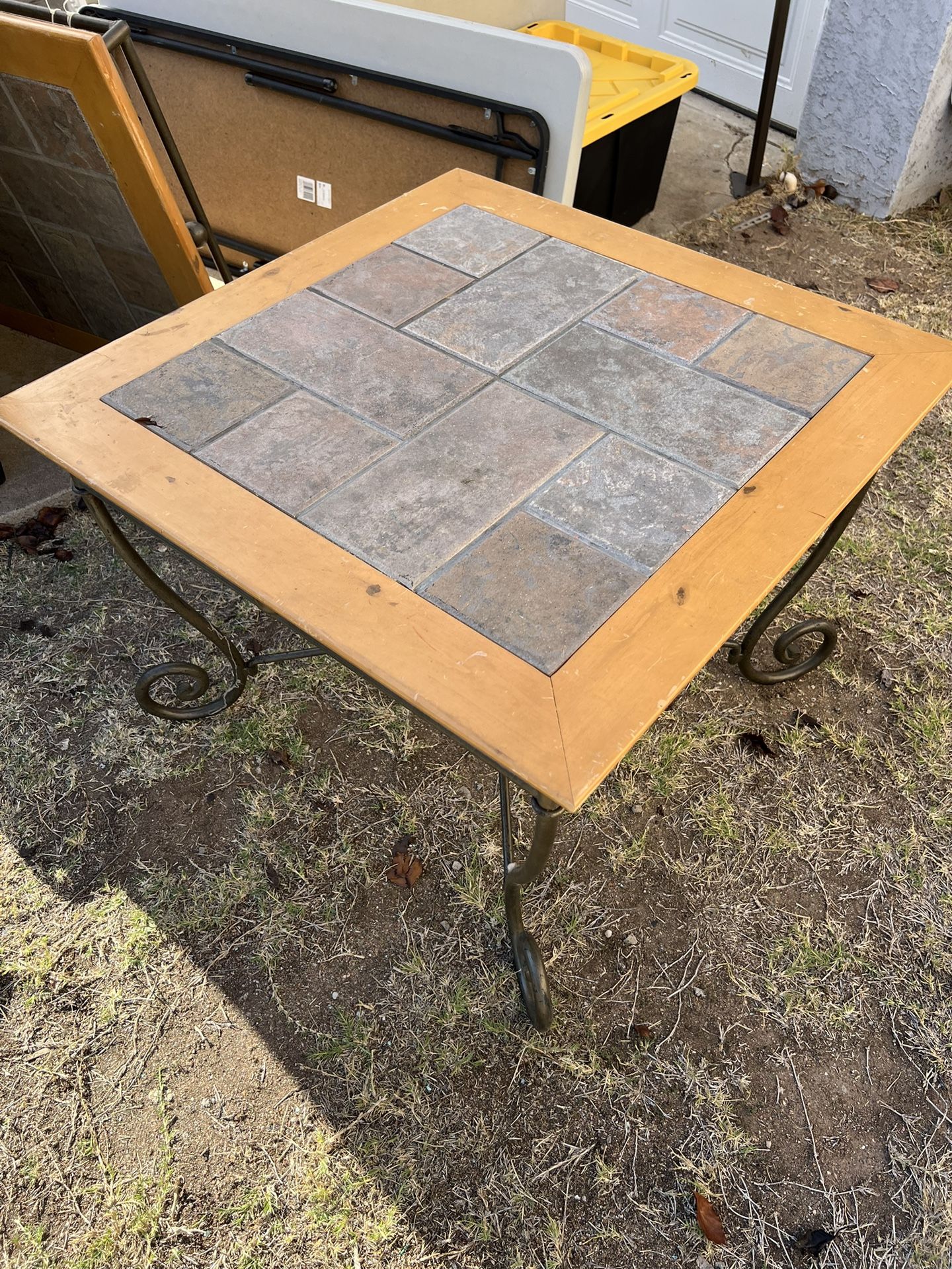 4 Wood and Wrought Iron Tables