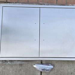 30" W x 21" H Stainless Steel BBQ Access Doors with Handles Double Access Cabinet Door, Flush Mount
