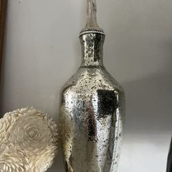 Jarrón De Cristal Y Metal