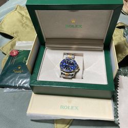 blue and gold rolex submariner 40 mm 