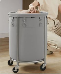 18.5Gal Round Laundry Sorter Laundry Hamper with Wheels Rolling Laundry Cart with Removable Bag for Laundry Room Gray and Silver

New