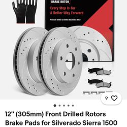 12'' (305mm) Front Drilled Rotors Brake Pads for Silverado Sierra 1500 GMC Yukon