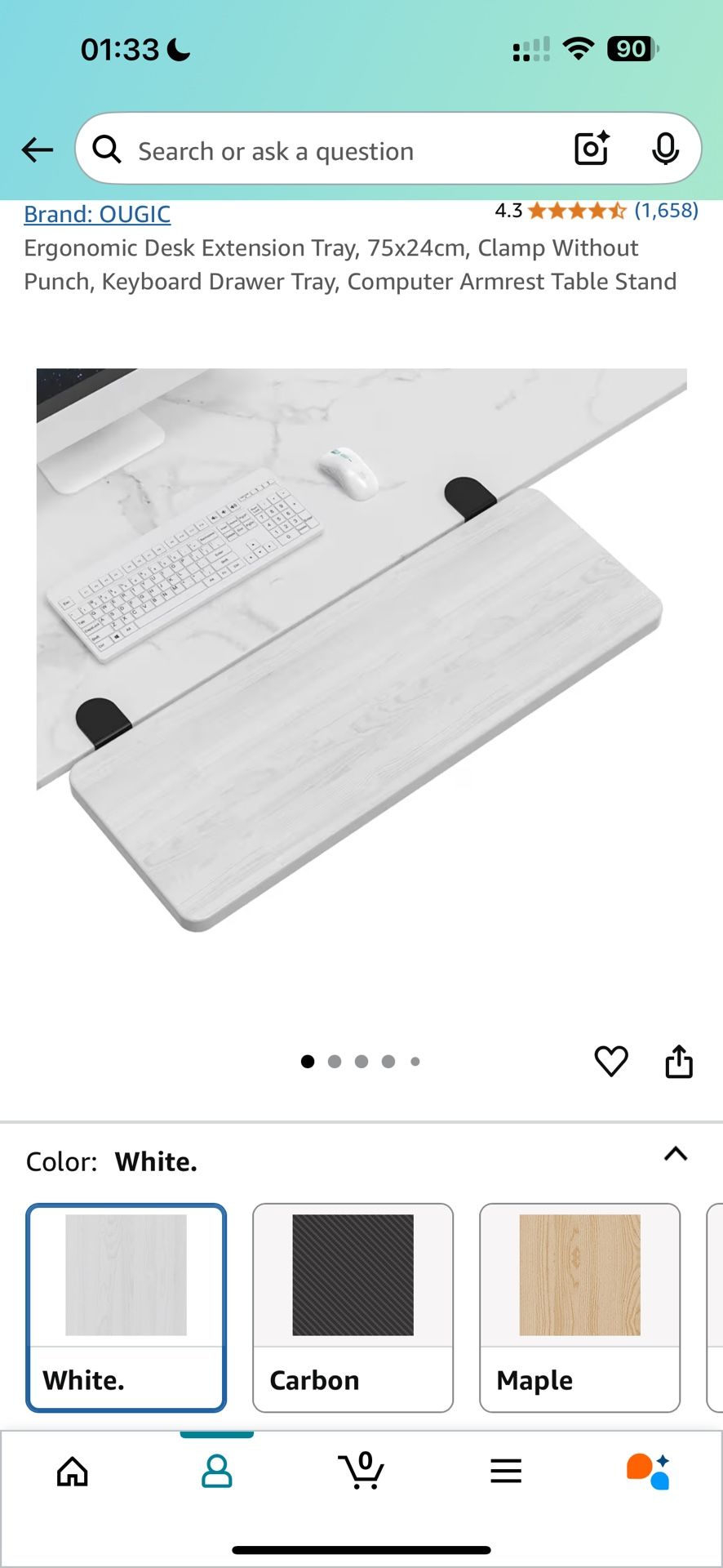 Ergonomic Desk extender 24x75cm