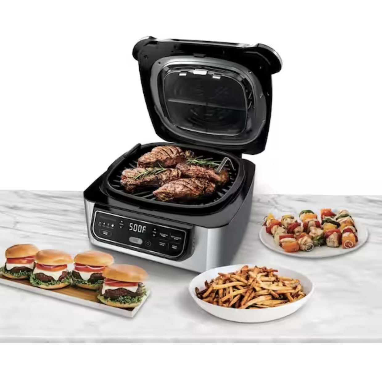 Foodi 5-in-1 Indoor Grill with 4 Qt. Air Fryer, Roast, Bake, Dehydrate and Cyclonic Grilling