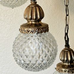 Vintage Mid Century 3 Globe Swag Lamp Chandelier 