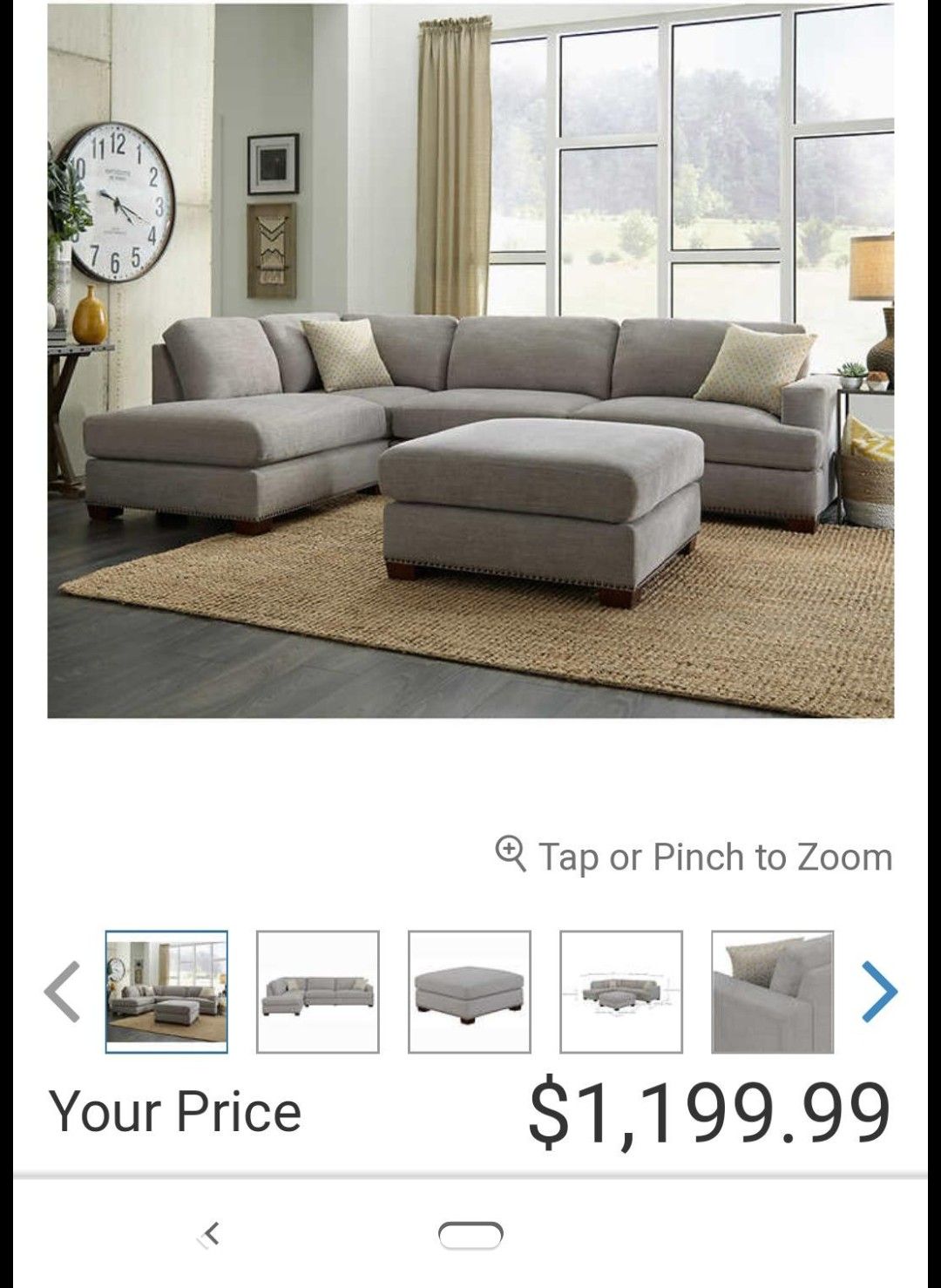 Bainbridge Sinclair fabric sectional with ottoman