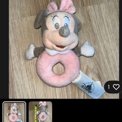 Disney Pink Minnie Mouse Rattle for Baby Plush Toy