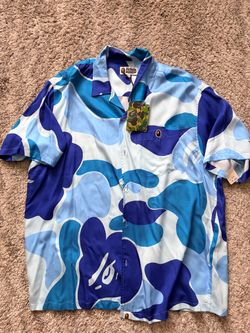 BAPE A Bathing Ape Blue Camo Button-Up Shirt