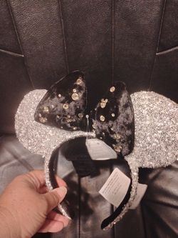Disney Minnie Mouse Silver Sequin Ears Headband