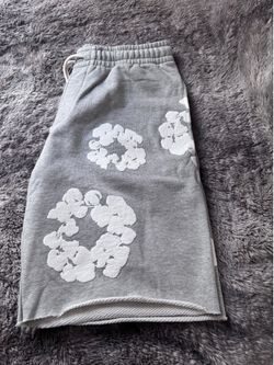Grey Denim Tear Shorts - Size Small