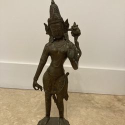 Vintage Brass Cast Statue Hindu Goddess