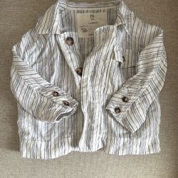 Baby Boy’s Banana Republic Linen Shirt, White/Navy Stripe, Size 3-6 Months