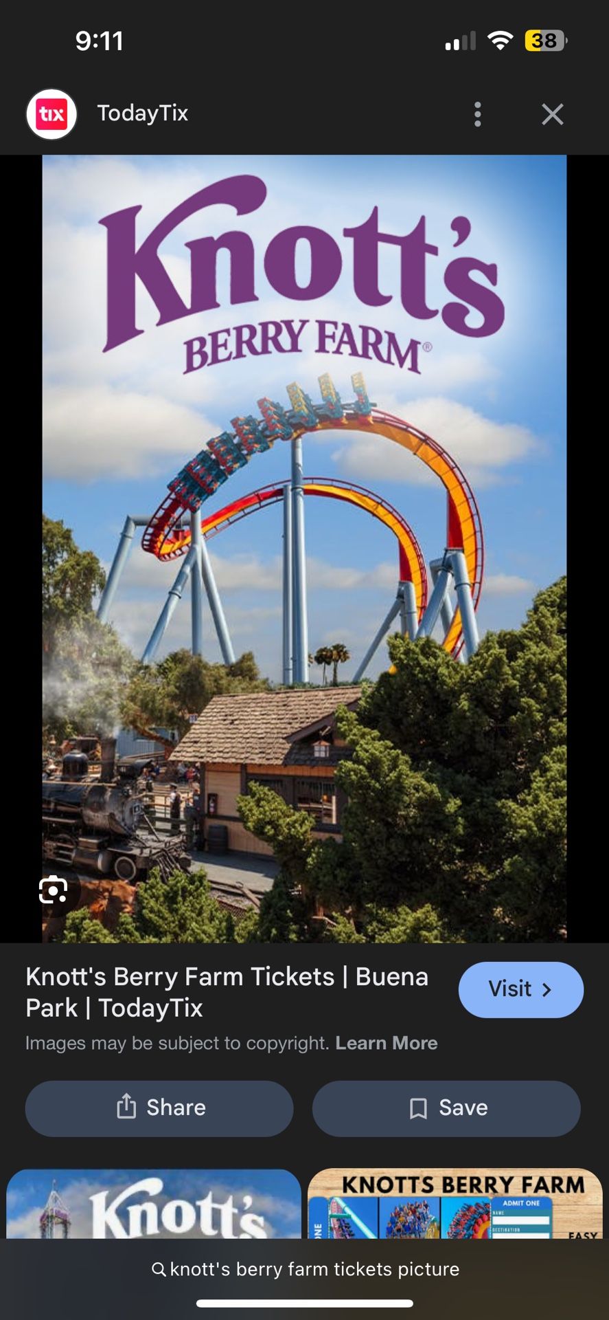 2 Knott’s Farm Tickets