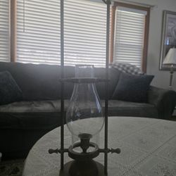 Vintage Brass Hurricane Shade Candle Holder