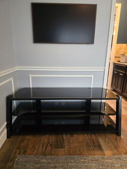 Black Glass 3-Shelf TV Stand