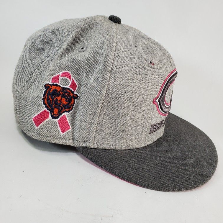 Chicago Bears Breast Cancer 59 Fifty Cap 7 1/2 New Era Hat Pink Ribbon Blue Gray