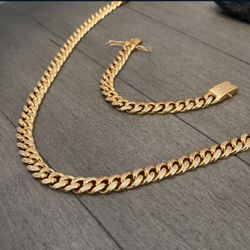 18K gold gods cuban with bracelet 