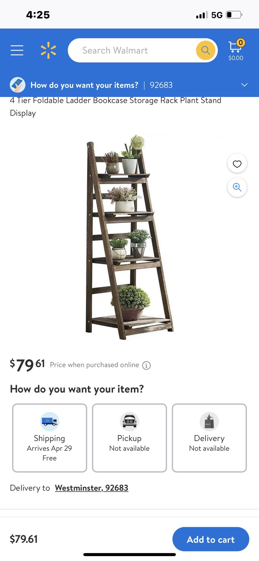 4 Tier Foldable Ladder Bookcase Storage Rack Plant Stand Display