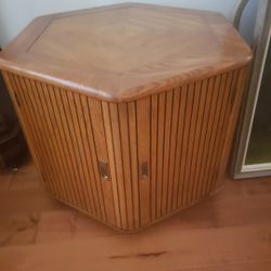 Hexagonal Oak Wood Side Table