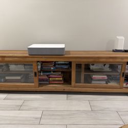 Solid Wood Media Console / Sideboard with Sliding Glass Doors