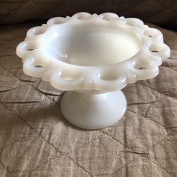 Anchor Hocking White Milk Glass Colony Pedestal Dish 