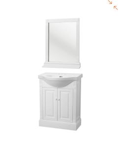 Home Decorators Collection Salerno 25 in. W Bath Vanity in White with Porcelain Vanity Top and Mirror