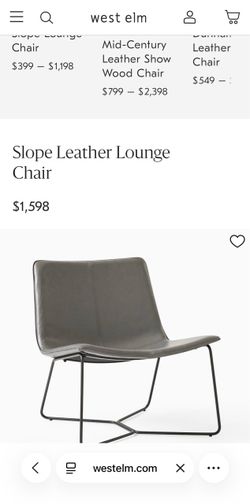 West Elm 2 Slope Leather Lounge Chair