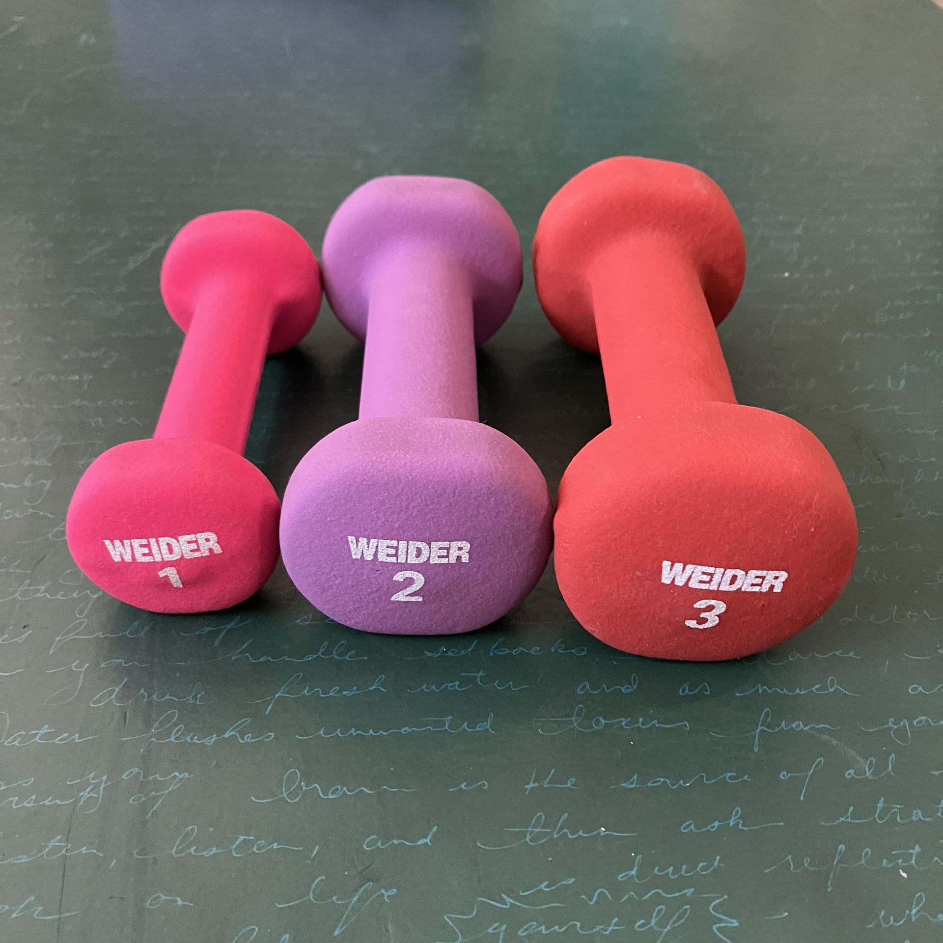 1,2,3 pound dumbbells